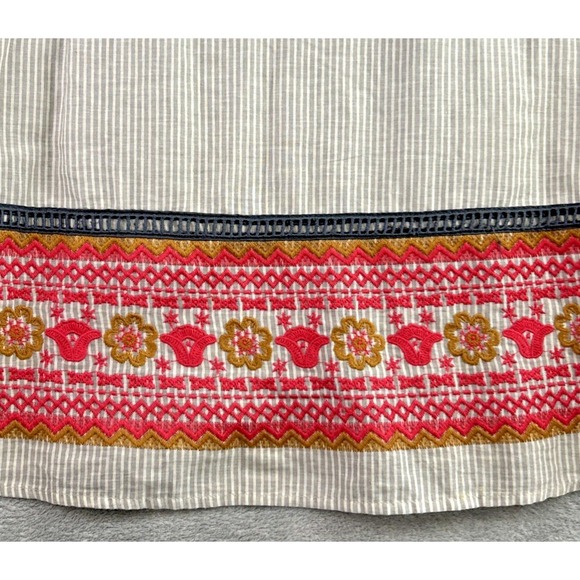 THML XS Sleeveless Embroidery Tassels Sun Dress Trim Grey Stripe Boho Festival - Picture 2 of 10